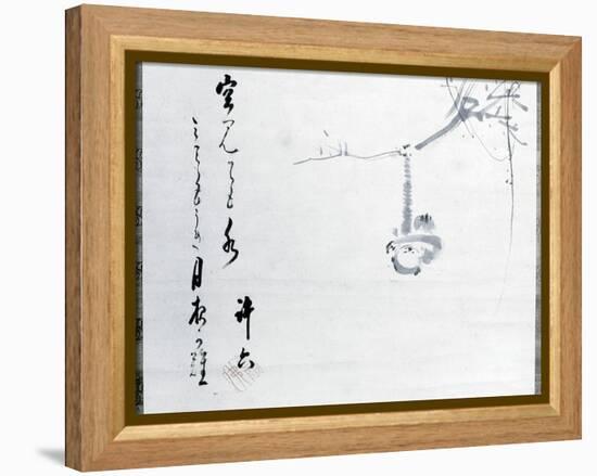 Calligraphy by Matsuo Basho, with a painting by one of his pupils, Japanese, 17th century-Werner Forman-Framed Premier Image Canvas