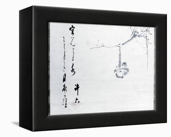 Calligraphy by Matsuo Basho, with a painting by one of his pupils, Japanese, 17th century-Werner Forman-Framed Premier Image Canvas