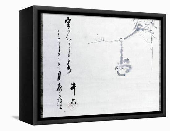 Calligraphy by Matsuo Basho, with a painting by one of his pupils, Japanese, 17th century-Werner Forman-Framed Premier Image Canvas