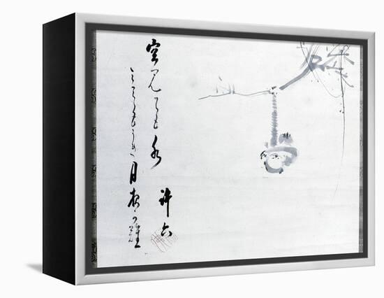 Calligraphy by Matsuo Basho, with a painting by one of his pupils, Japanese, 17th century-Werner Forman-Framed Premier Image Canvas