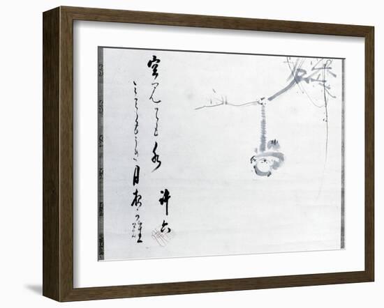 Calligraphy by Matsuo Basho, with a painting by one of his pupils, Japanese, 17th century-Werner Forman-Framed Photographic Print