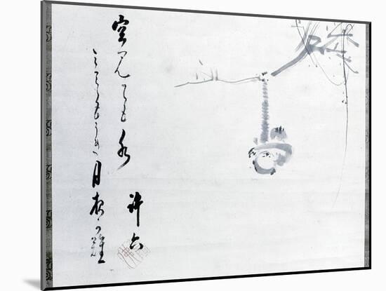 Calligraphy by Matsuo Basho, with a painting by one of his pupils, Japanese, 17th century-Werner Forman-Mounted Photographic Print