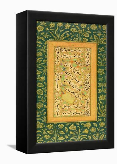 Calligraphy by Mir Ali of Herat, with a Mughal Border, from the Minto Album-null-Framed Premier Image Canvas