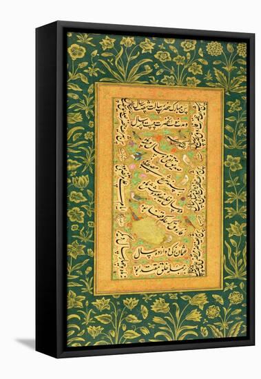 Calligraphy by Mir Ali of Herat, with a Mughal Border, from the Minto Album-null-Framed Premier Image Canvas