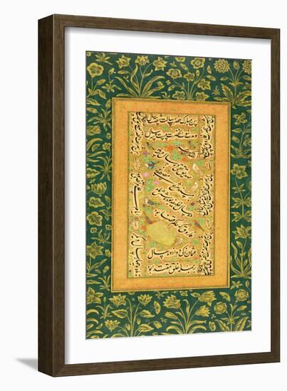 Calligraphy by Mir Ali of Herat, with a Mughal Border, from the Minto Album-null-Framed Giclee Print