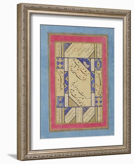 Calligraphy on the Reverse of an Illustration of Solomon and the Queen of Sheba, C.1760-Mir Kalan Khan-Framed Giclee Print