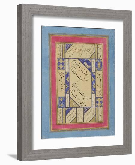 Calligraphy on the Reverse of an Illustration of Solomon and the Queen of Sheba, C.1760-Mir Kalan Khan-Framed Giclee Print