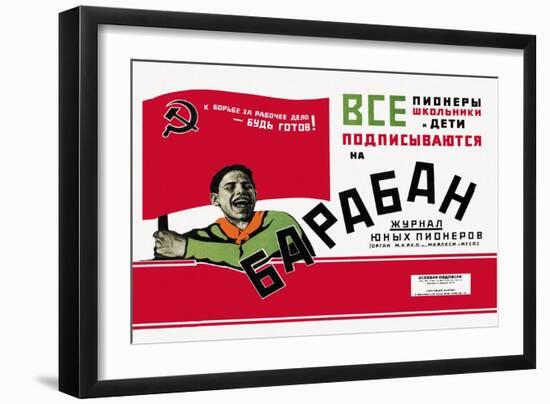 Calling All Schoolchildren Pioneers, Soviet Boy Scouts-null-Framed Art Print