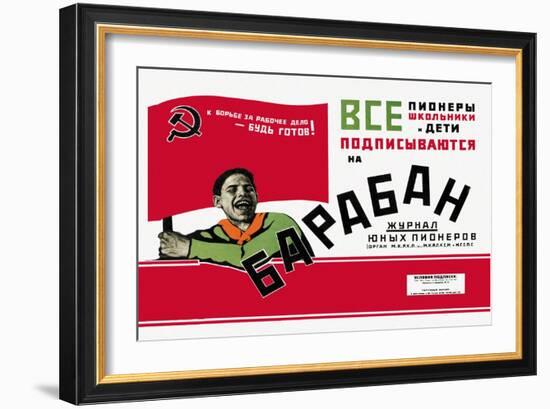 Calling All Schoolchildren Pioneers, Soviet Boy Scouts-null-Framed Art Print