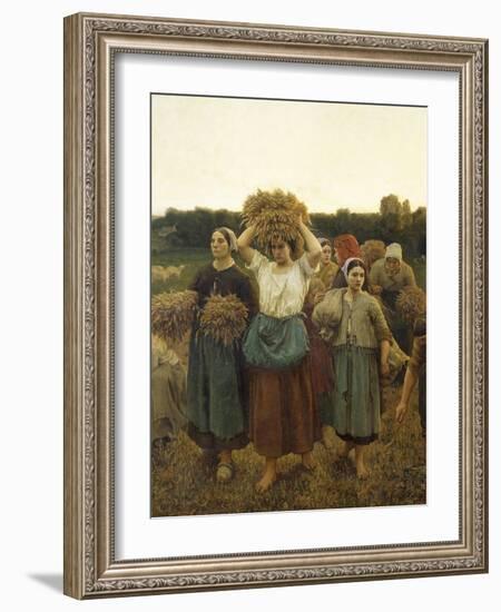 Calling in Gleaners, 1859-Jules Breton-Framed Giclee Print