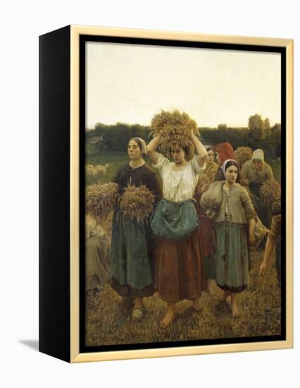 Calling in Gleaners, 1859-Jules Breton-Framed Premier Image Canvas