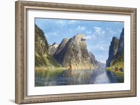 Calm Day on the Fjord, Norway-Adelsteen Normann-Framed Giclee Print