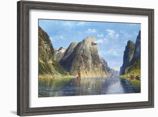 Calm Day on the Fjord, Norway-Adelsteen Normann-Framed Giclee Print