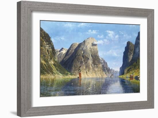 Calm Day on the Fjord, Norway-Adelsteen Normann-Framed Giclee Print