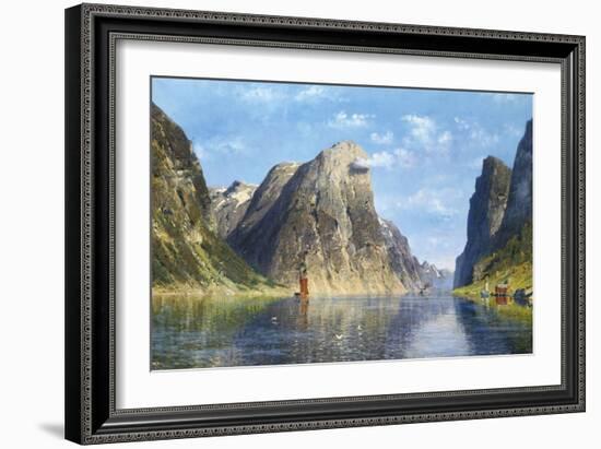 Calm Day on the Fjord, Norway-Adelsteen Normann-Framed Giclee Print