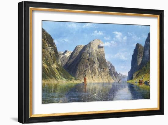 Calm Day on the Fjord, Norway-Adelsteen Normann-Framed Giclee Print