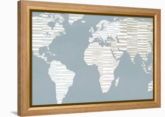 Calm World Map Crop-Moira Hershey-Framed Stretched Canvas