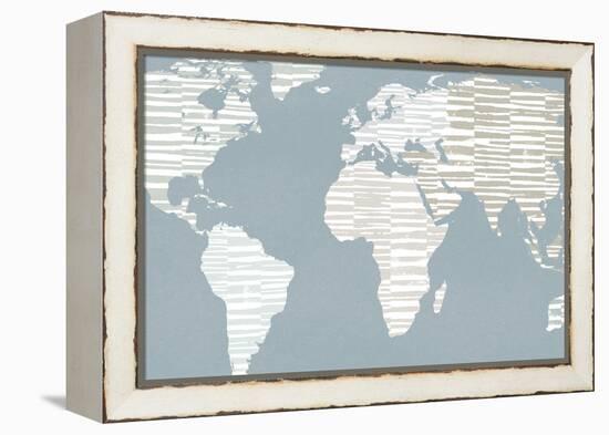 Calm World Map Crop-Moira Hershey-Framed Stretched Canvas