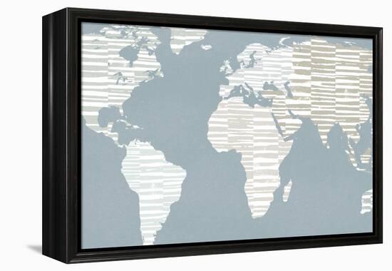 Calm World Map Crop-Moira Hershey-Framed Stretched Canvas