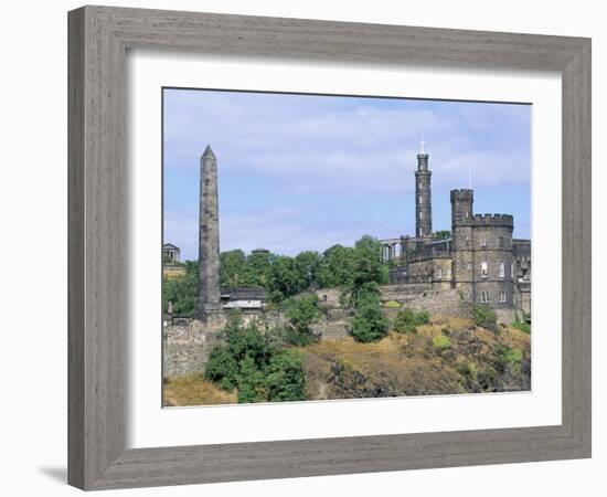 Calton Hill Monuments, Edinburgh, Lothian, Scotland, United Kingdom-Guy Thouvenin-Framed Photographic Print