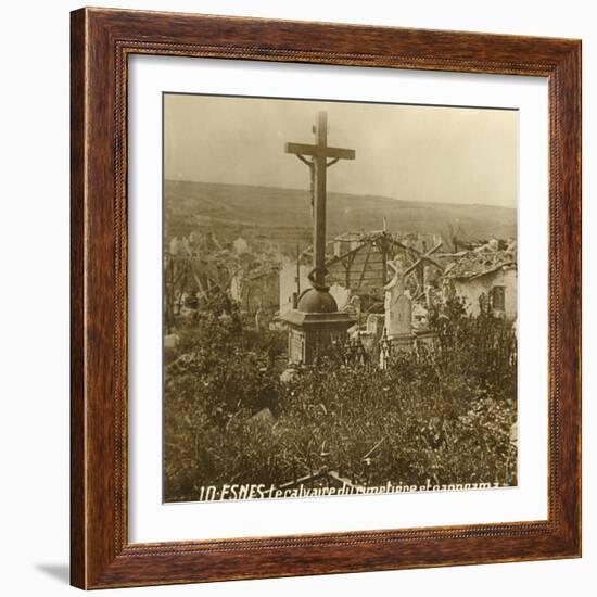 Calvary at the cemetery of Esnes, northern France, c1914-c1918-Unknown-Framed Photographic Print