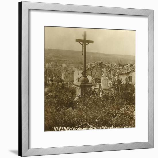 Calvary at the cemetery of Esnes, northern France, c1914-c1918-Unknown-Framed Photographic Print