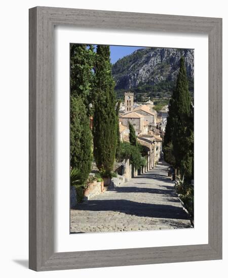 Calvary Steps with View over Old Town, Pollenca (Pollensa), Mallorca (Majorca), Balearic Islands, S-Stuart Black-Framed Photographic Print