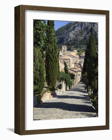 Calvary Steps with View over Old Town, Pollenca (Pollensa), Mallorca (Majorca), Balearic Islands, S-Stuart Black-Framed Photographic Print