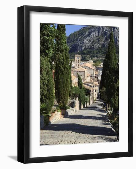 Calvary Steps with View over Old Town, Pollenca (Pollensa), Mallorca (Majorca), Balearic Islands, S-Stuart Black-Framed Photographic Print