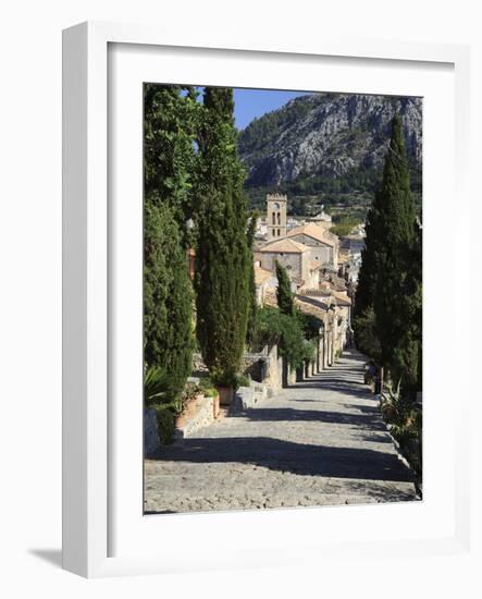 Calvary Steps with View over Old Town, Pollenca (Pollensa), Mallorca (Majorca), Balearic Islands, S-Stuart Black-Framed Photographic Print