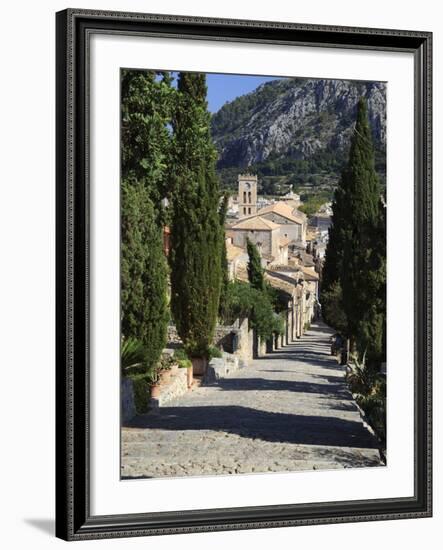 Calvary Steps with View over Old Town, Pollenca (Pollensa), Mallorca (Majorca), Balearic Islands, S-Stuart Black-Framed Photographic Print