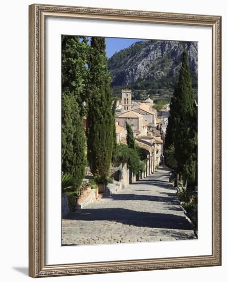 Calvary Steps with View over Old Town, Pollenca (Pollensa), Mallorca (Majorca), Balearic Islands, S-Stuart Black-Framed Photographic Print