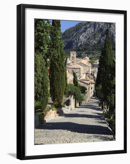 Calvary Steps with View over Old Town, Pollenca (Pollensa), Mallorca (Majorca), Balearic Islands, S-Stuart Black-Framed Photographic Print