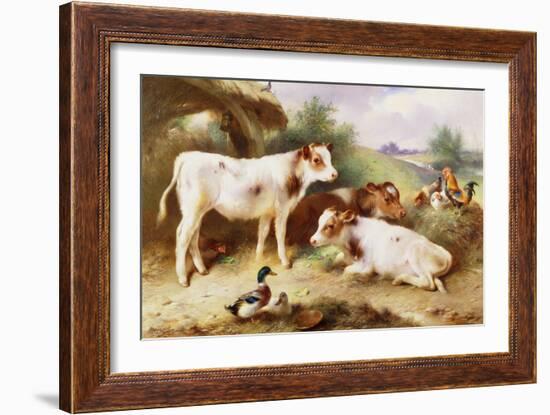 Calves and Poultry by a Byre-Walter Hunt-Framed Giclee Print