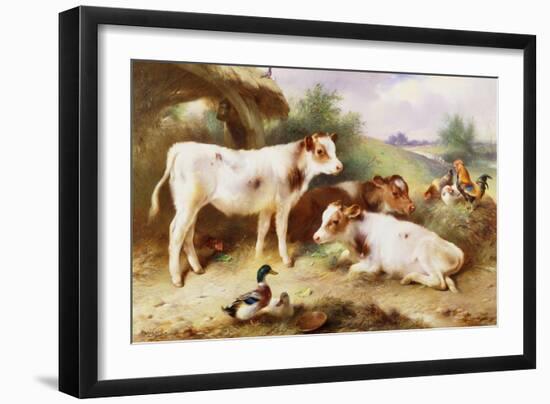 Calves and Poultry by a Byre-Walter Hunt-Framed Giclee Print