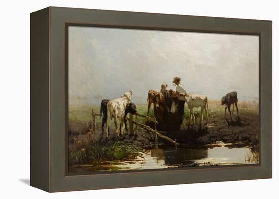 Calves at a Trough-Willem Maris-Framed Premier Image Canvas