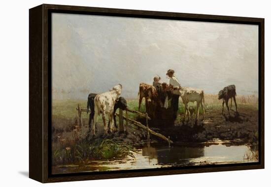 Calves at a Trough-Willem Maris-Framed Premier Image Canvas