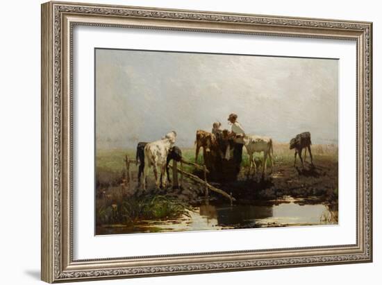 Calves at a Trough-Willem Maris-Framed Giclee Print