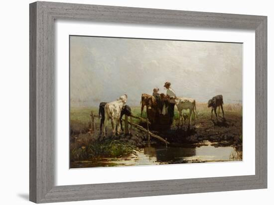 Calves at a Trough-Willem Maris-Framed Giclee Print