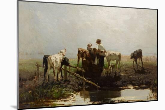 Calves at a Trough-Willem Maris-Mounted Giclee Print