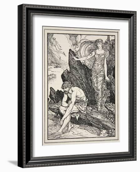 Calypso Takes Pity on Ulysses, from 'Tales of the Greek Seas' by Andrew Lang, 1926-Henry Justice Ford-Framed Giclee Print