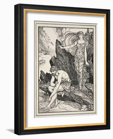 Calypso Takes Pity on Ulysses, from 'Tales of the Greek Seas' by Andrew Lang, 1926-Henry Justice Ford-Framed Giclee Print
