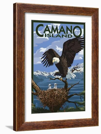 Camano Island, Washington - Bald Eagle and Chicks-Lantern Press-Framed Art Print