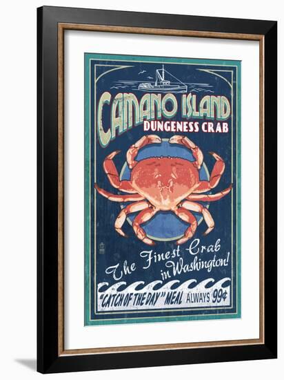 Camano Island, Washington - Dungeness Crab-Lantern Press-Framed Premium Giclee Print