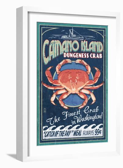 Camano Island, Washington - Dungeness Crab-Lantern Press-Framed Premium Giclee Print