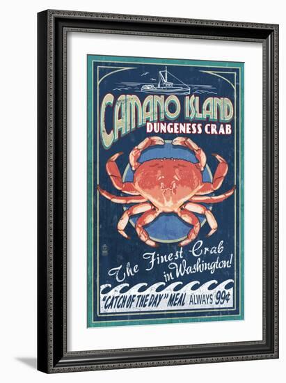 Camano Island, Washington - Dungeness Crab-Lantern Press-Framed Premium Giclee Print