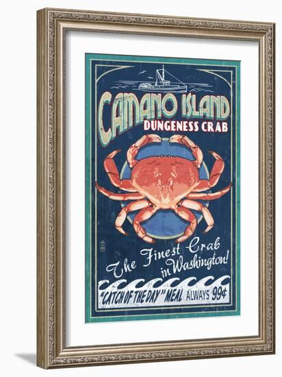Camano Island, Washington - Dungeness Crab-Lantern Press-Framed Art Print