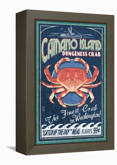 Camano Island, Washington - Dungeness Crab-Lantern Press-Framed Stretched Canvas