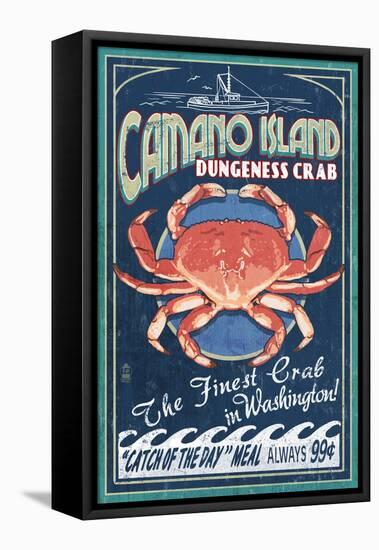 Camano Island, Washington - Dungeness Crab-Lantern Press-Framed Stretched Canvas