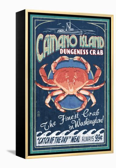 Camano Island, Washington - Dungeness Crab-Lantern Press-Framed Stretched Canvas